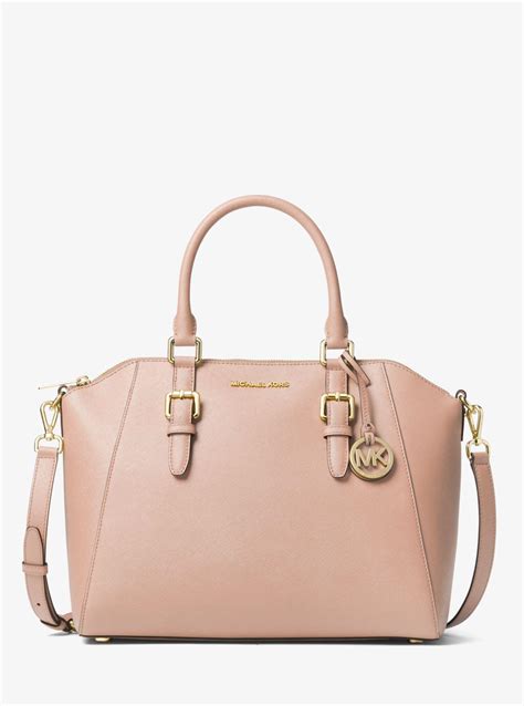 michael kors ciara large pink bag saffiano leather satchel|Ciara Large Saffiano Leather Satchel .